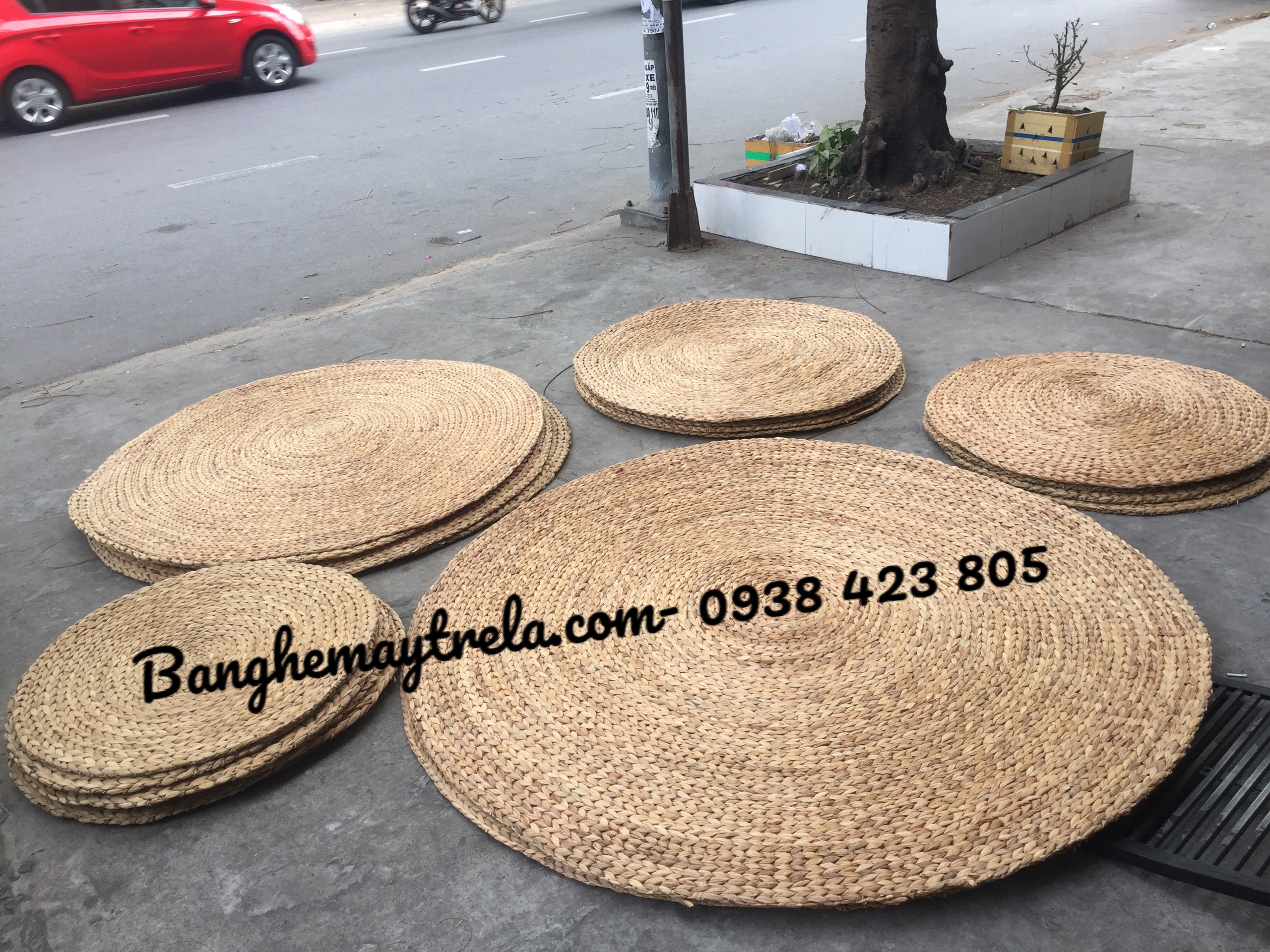 Thảm lục bình tròn decor trang trí